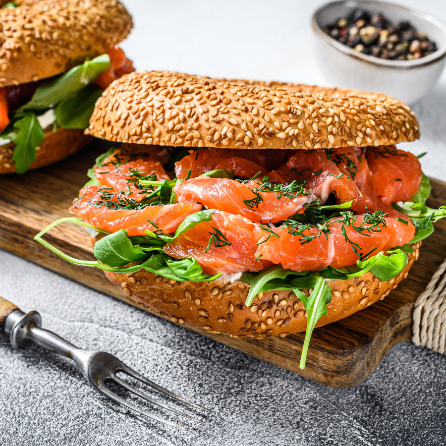Smoked Salmon, Egg and Spinach Bagel